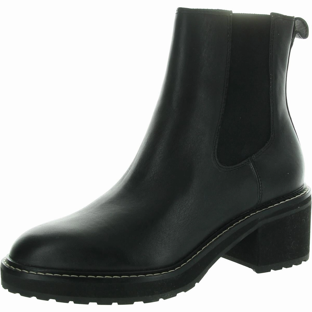 Reliable Grip Chelsea Lugsole Heeled Boots Womens Stretch Leather Chelsea Boots