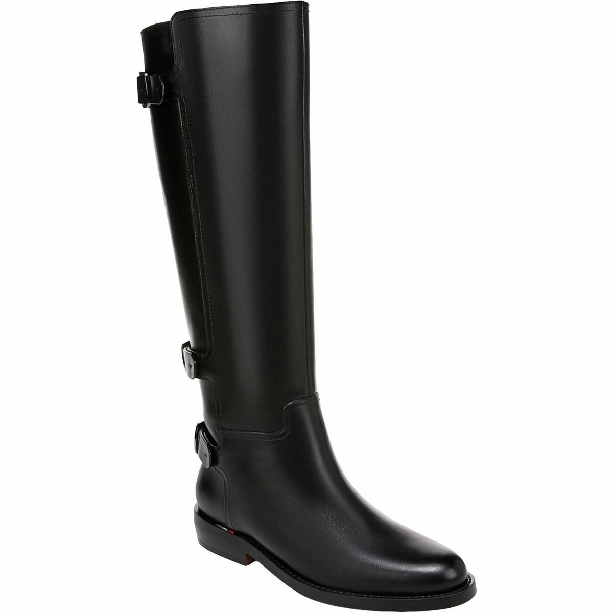 Padova Womens Buckle Leather Knee-High Boots Scandi Cool Utility Design