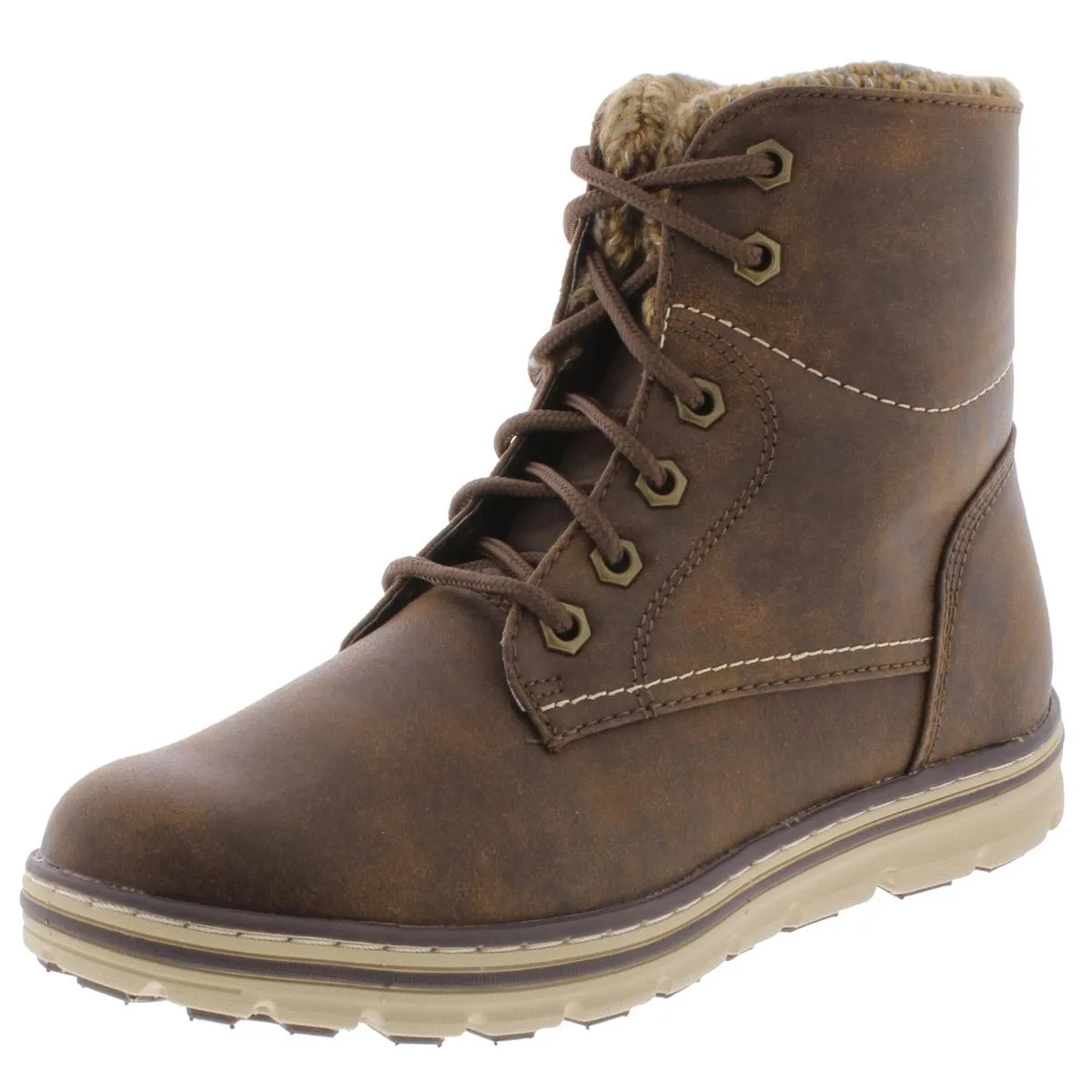 Keegan Womens Faux Suede Cold Weather Lace-Up Boot Comfort Toe Box