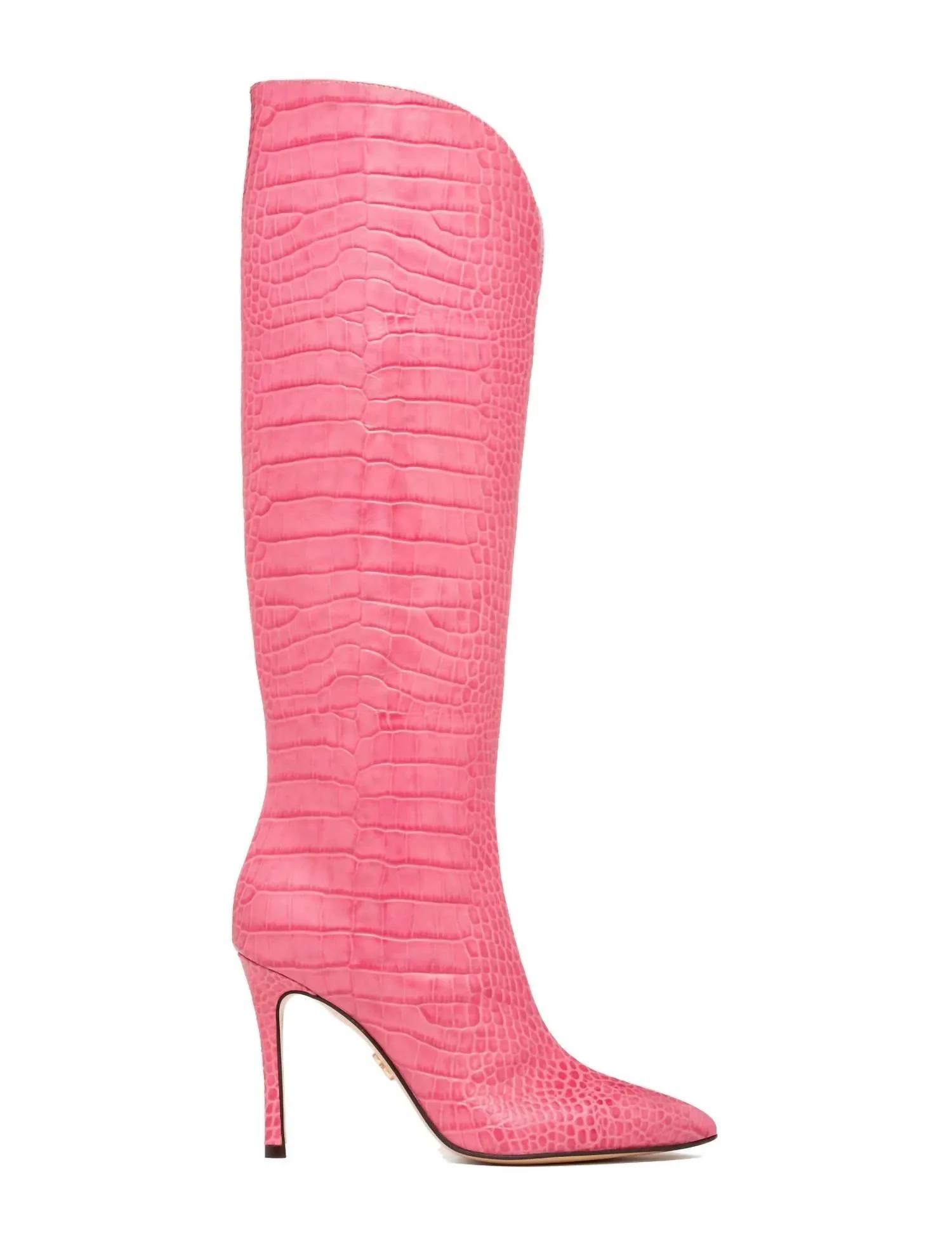 Peyton Knee High Pointed Toe Boot In Pink Crocodile Urban Bold