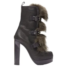 Ski Resort Visitor Pierre Hardy grained leather fur trio buckle platform boot