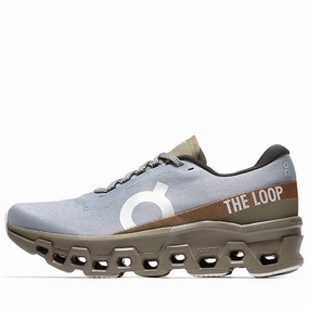 Pleasures x The Loop x On Cloudmonster 2 - Mist/Olive beach - volleyball running shoes