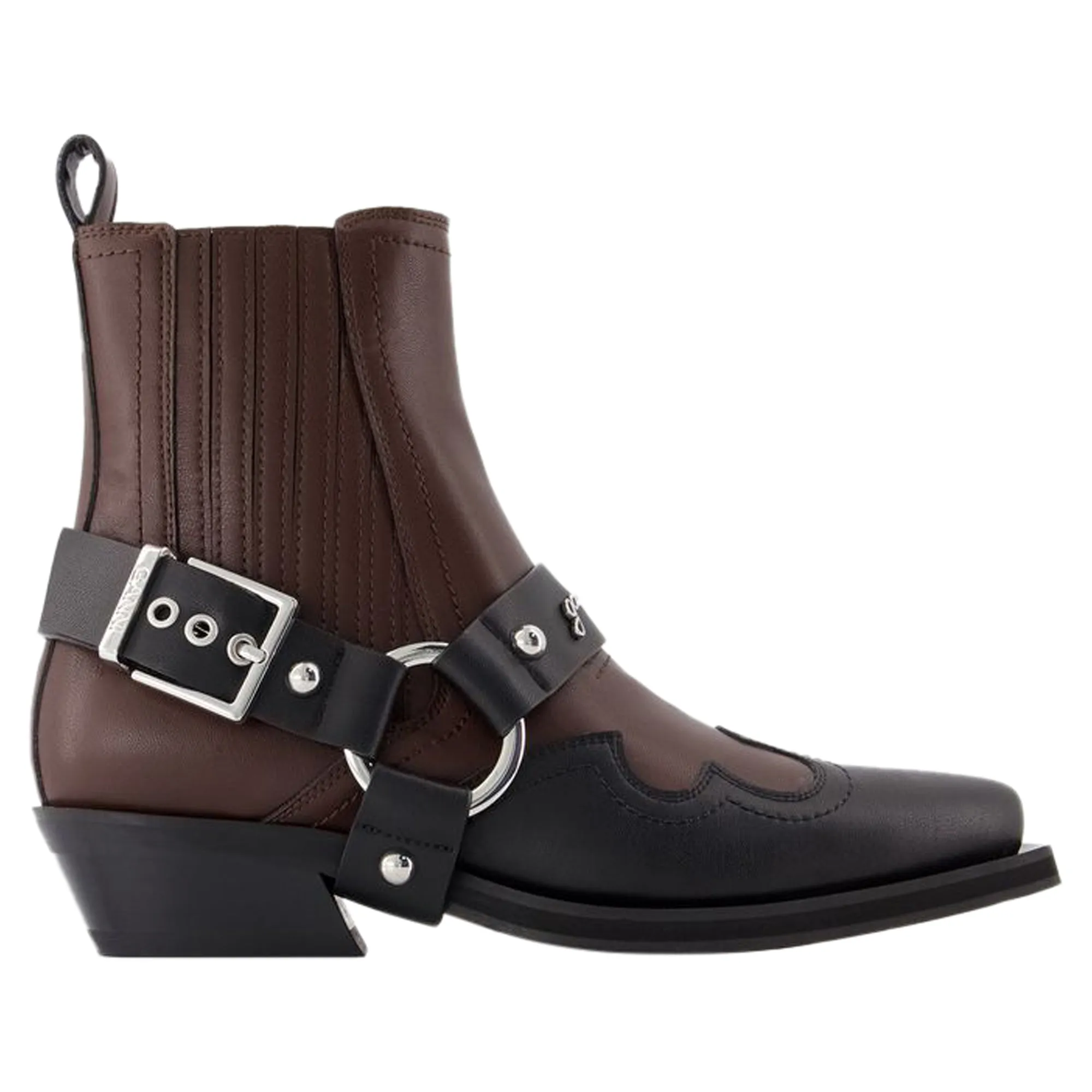 Chelsea Western Boots - Ganni - Synthetic Leather - Black Functional And Fashionable