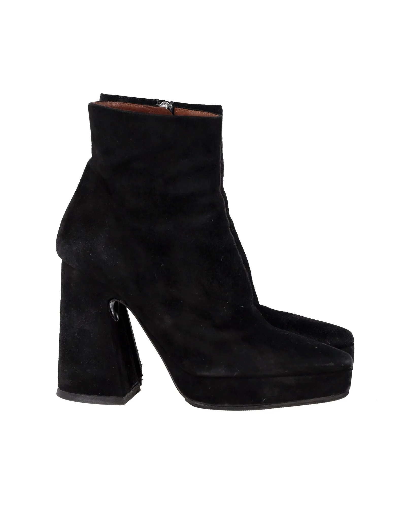 Power Step Simple Style Proenza Schouler Block Heel Platform Boots in Black Suede
