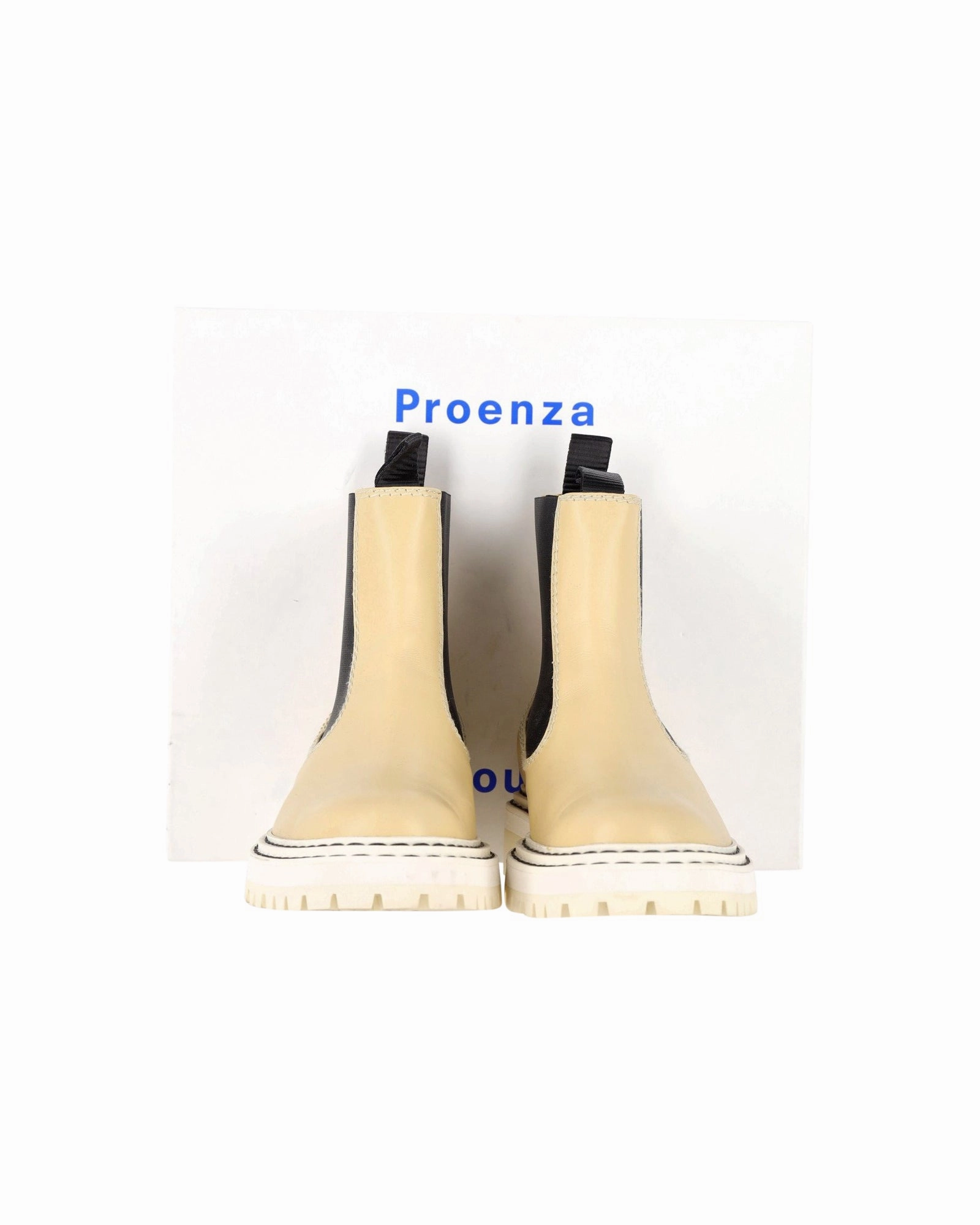 Proenza Schouler Chelsea Ankle Boots in Beige Leather Low Profile Weekend Camping