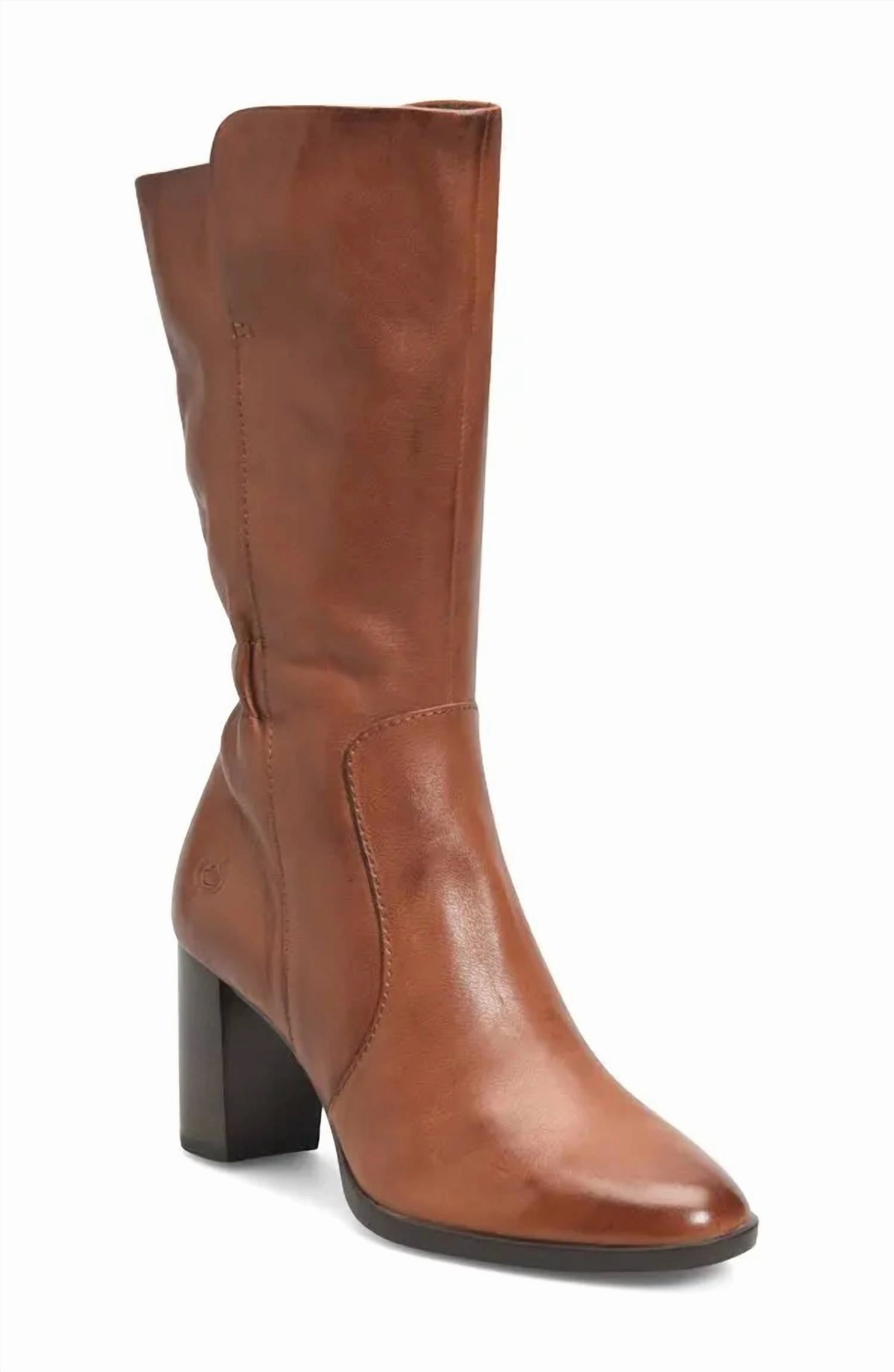Women's Ellen Gathered Back Boot In Brown Leather Low Profile Rough Terrain