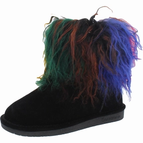 Boo Womens Mixed Media Fur Casual Boots Leather Material