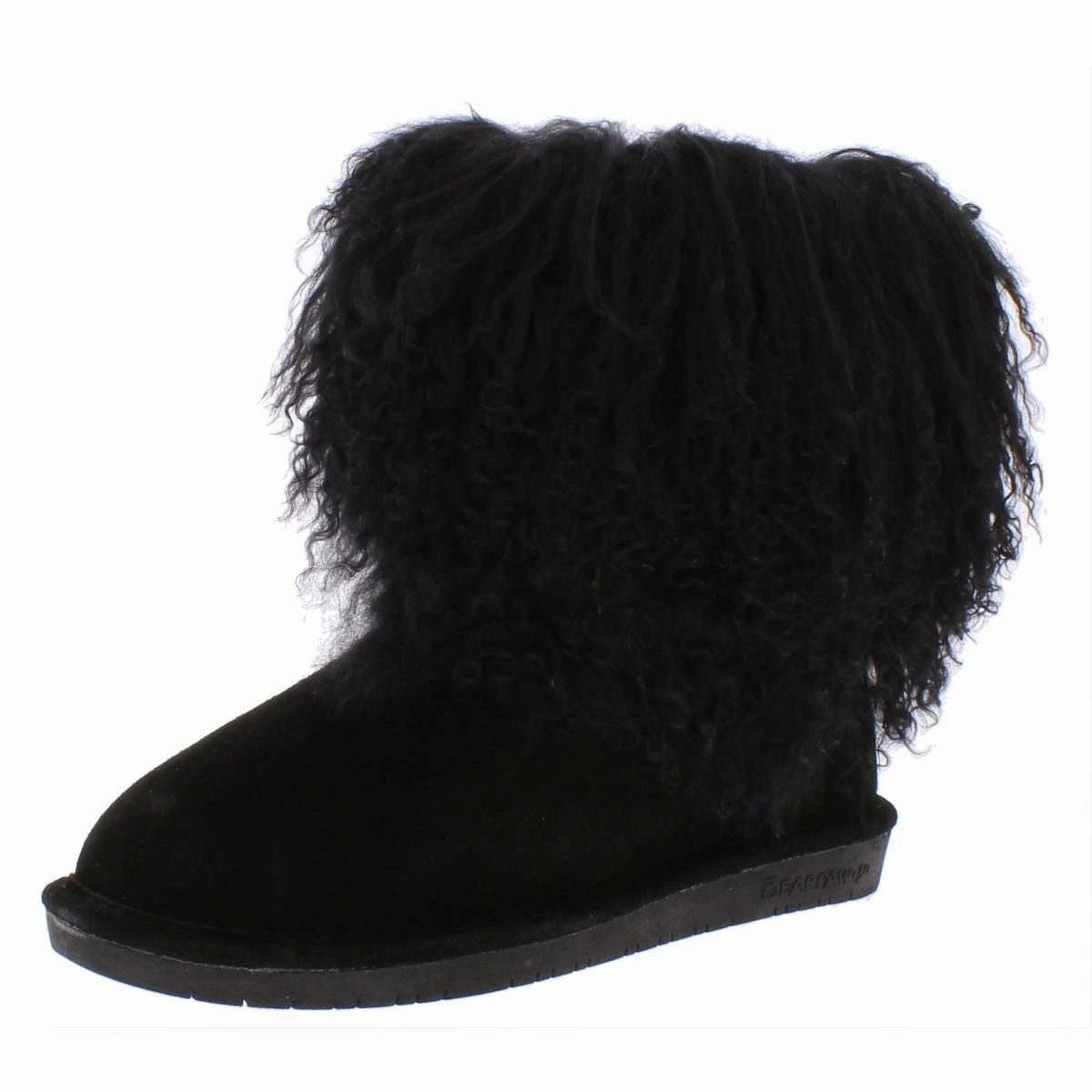 Boo Womens Mixed Media Fur Casual Boots Construction Ready