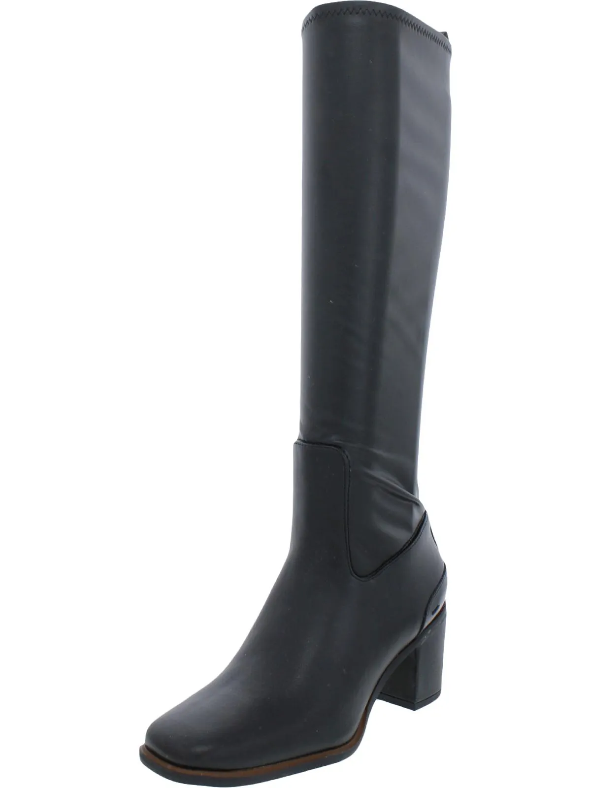 Figaro Womens Leather Square Toe Knee-High Boots Synthetic Cushioned Step Functional Minimalist