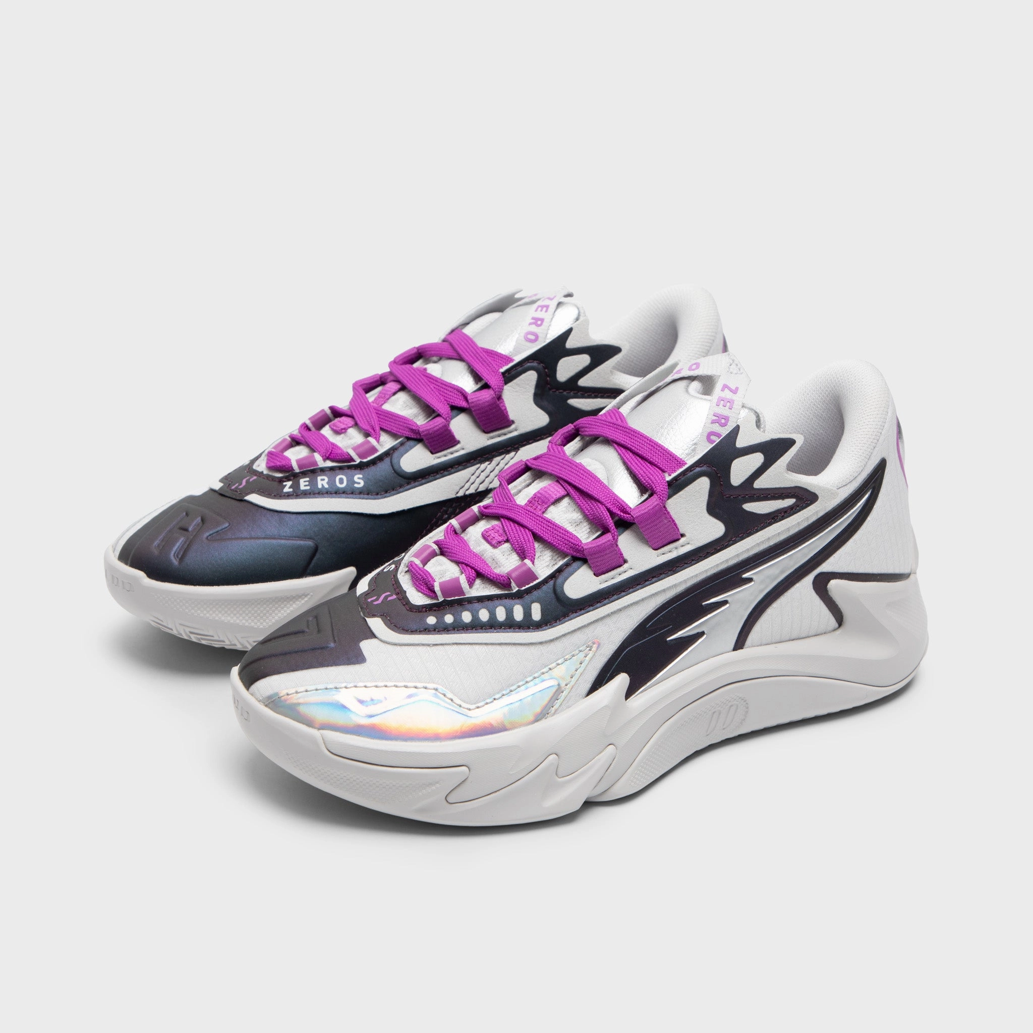 Sneakers Retro Design Comfortable Performance PUMA Juniors' Scoot Zeros II "Sterling" Feather Gray / Wild Berry