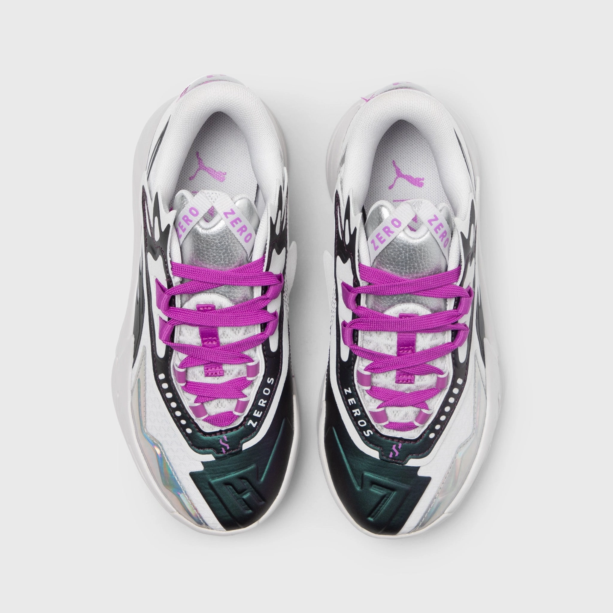 Reactive Cushioning Orthotic Compatible Structure PUMA Juniors' Scoot Zeros II "Sterling" Feather Gray / Wild Berry