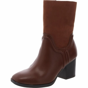 Queenyy Womens Zipper Faux Leather Mid-Calf Boots Thermal Core Rough Trail Hiker