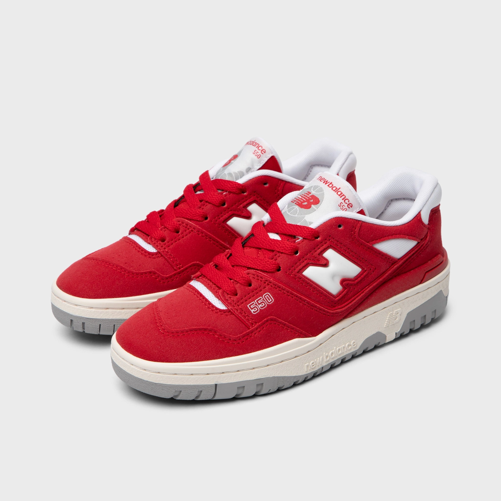 New Balance Juniors' 550 Team Red / White stretchy flexibility machine - washable running option