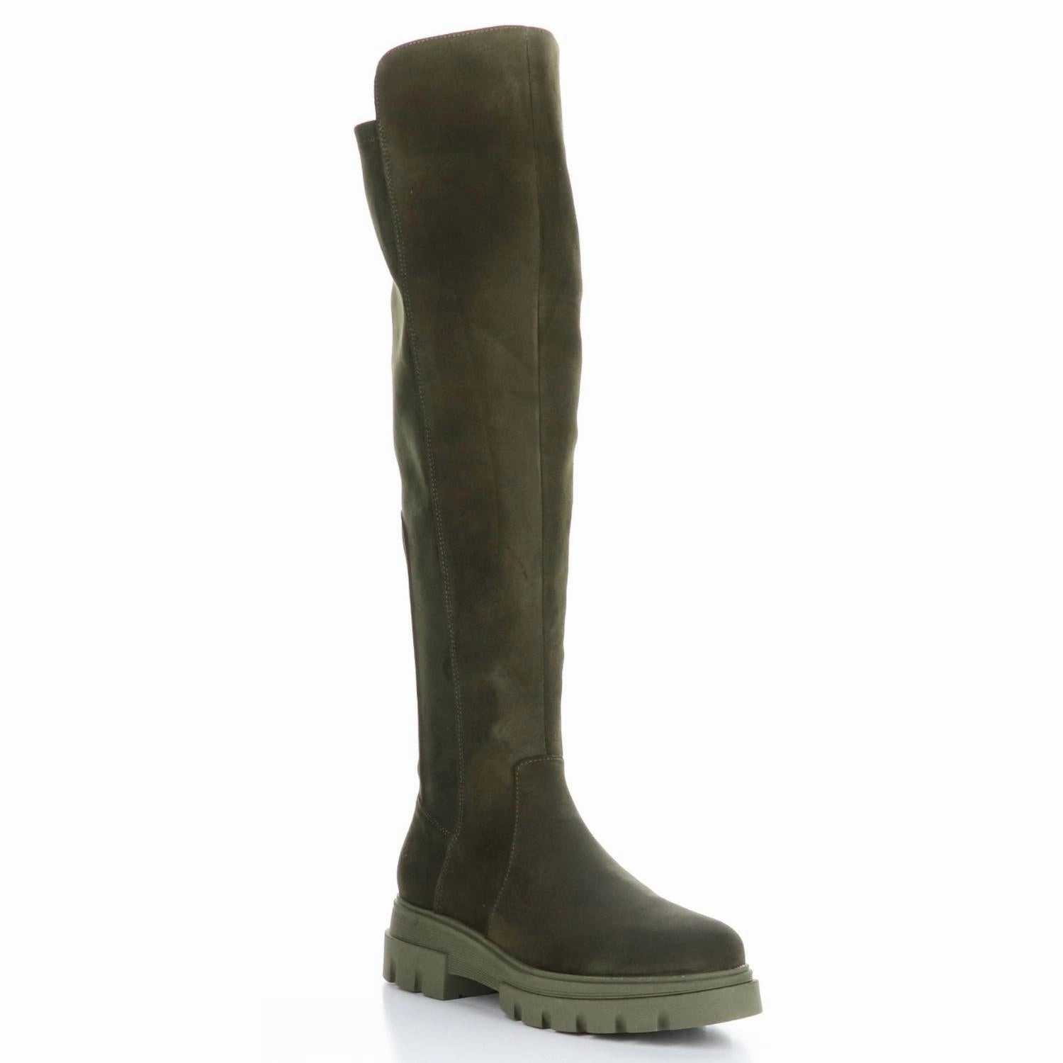 Women's Fifth Suede Elasticated Boot In Olive Mud Resistant Urban Commute Seamless Comfort Night Travel
