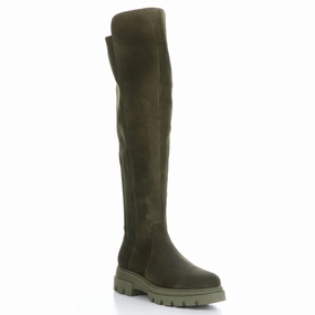 Women's Fifth Suede Elasticated Boot In Olive Mud Resistant Urban Commute Seamless Comfort Night Travel