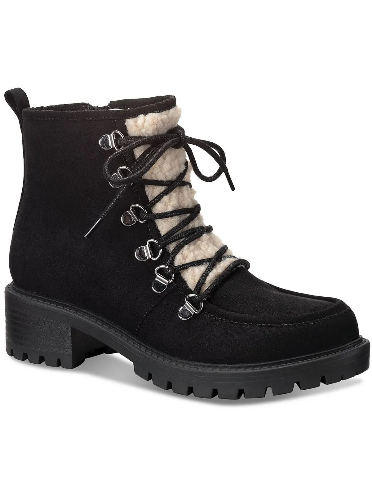 Quiinnf Womens Faux Suede Fur Lined Shearling Boots Seamless Comfort Remote Hiking