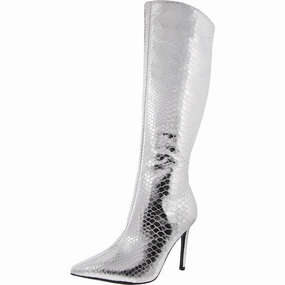 youth trend MoistureWicking Rajel Womens Snake Print Faux Leather Knee-High Boots