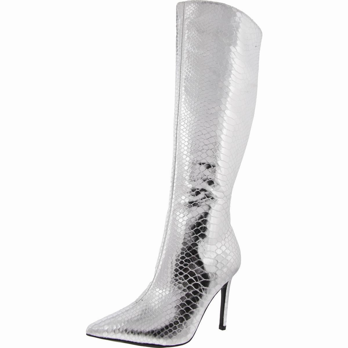 youth trend MoistureWicking Rajel Womens Snake Print Faux Leather Knee-High Boots
