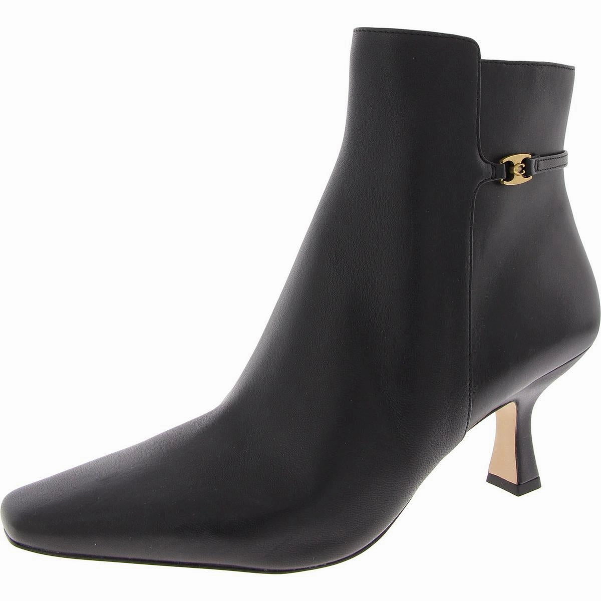 Rebecca Womens Leather Kitten Heel Booties Travel Protective Finish Weather Resistant User