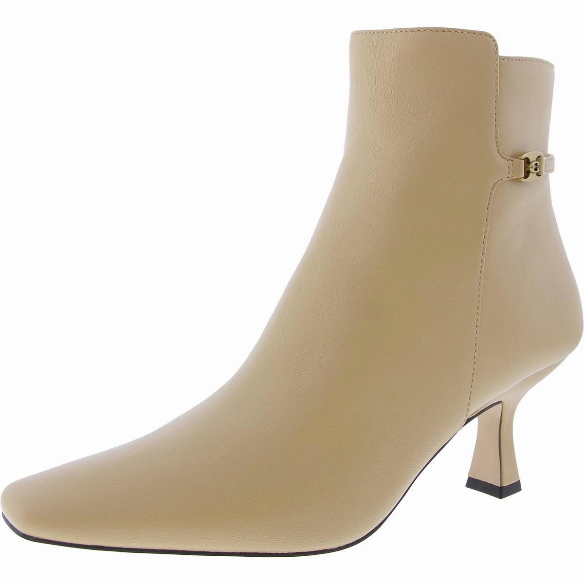 Rebecca Womens Leather Kitten Heel Booties Construction Fit Desert Design