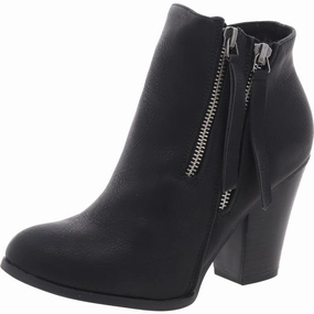 Pull Tab Rugged Built Weather Resistant User Womens Solid Faux Leather Ankle Boots