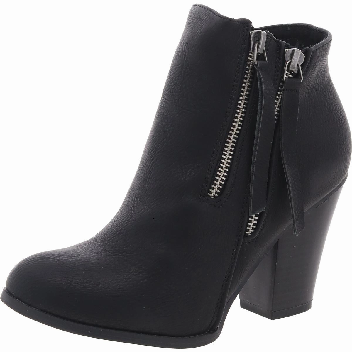 Pull Tab Rugged Built Weather Resistant User Womens Solid Faux Leather Ankle Boots