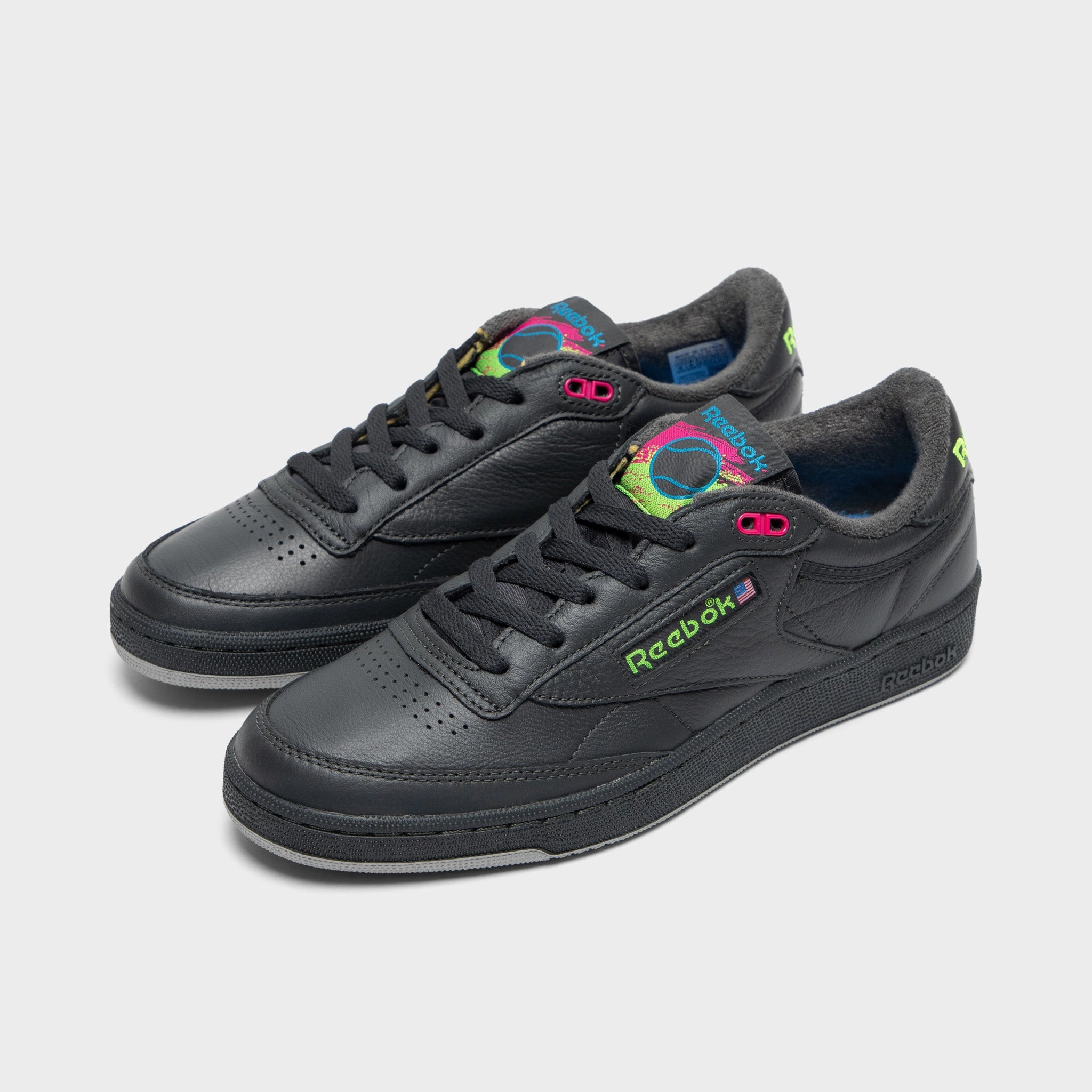 Reebok Club C Black / Volt Memory   foam Lace Free