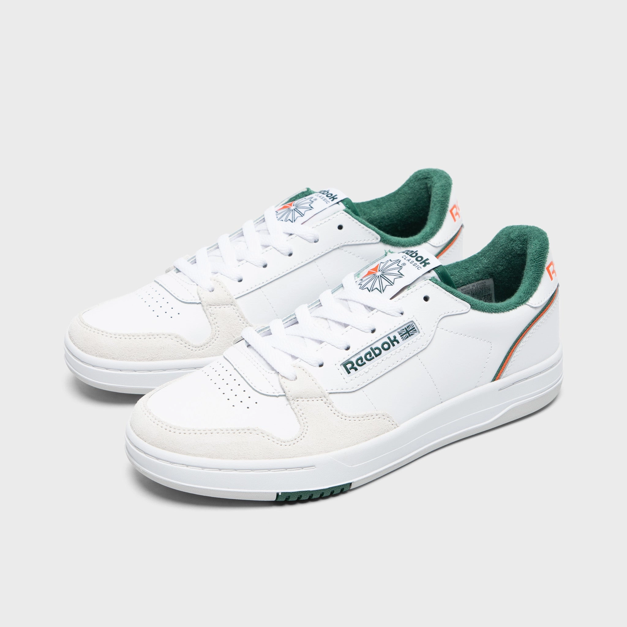 Reebok Court Phase White / Green - Orange Dry Touch