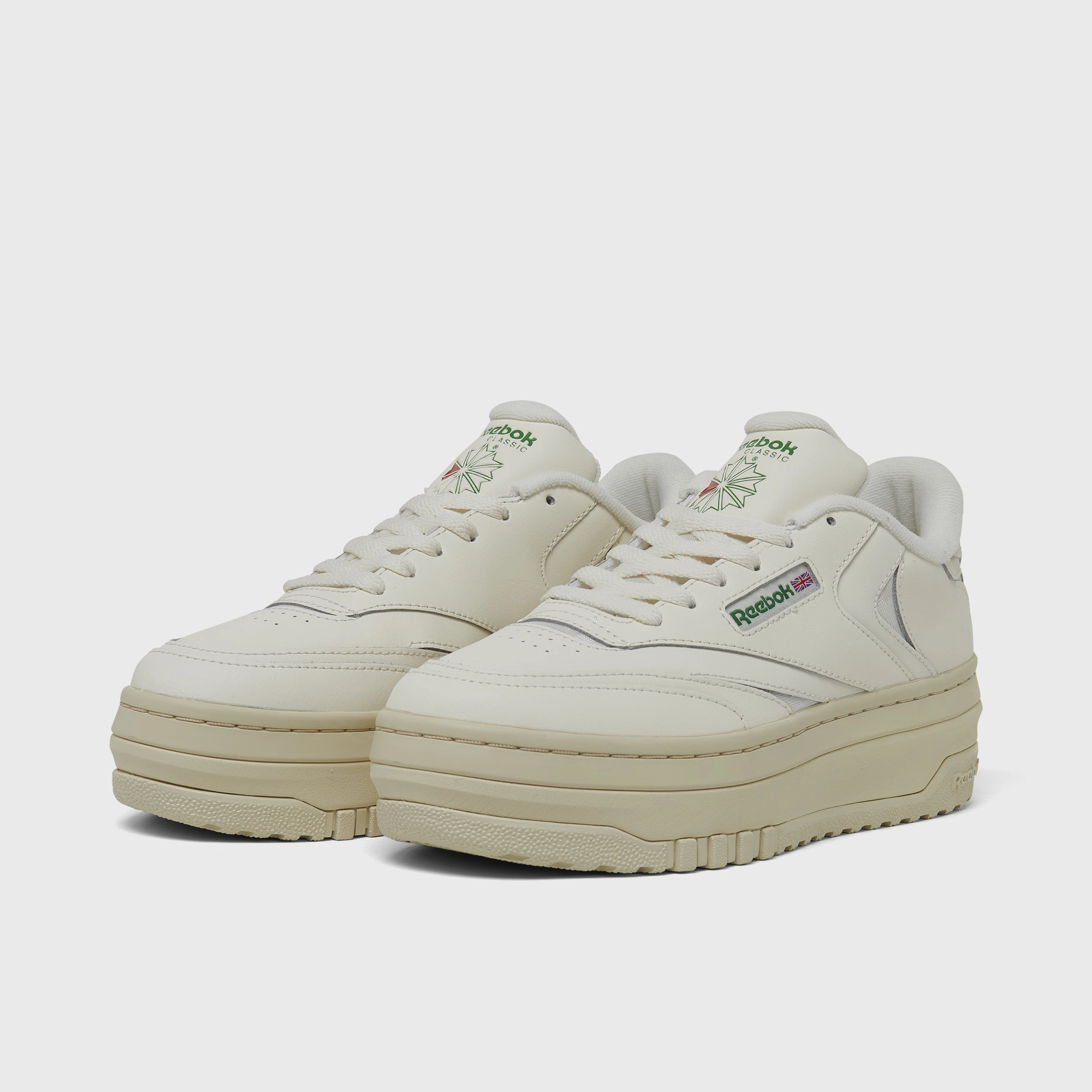 Reebok Women's Club C Extra Chalk / Green Timeless Form Free Move