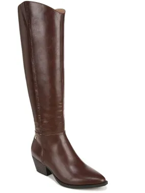 Workwear Style Reese Womens Faux Leather Wide Calf Knee-High Boots