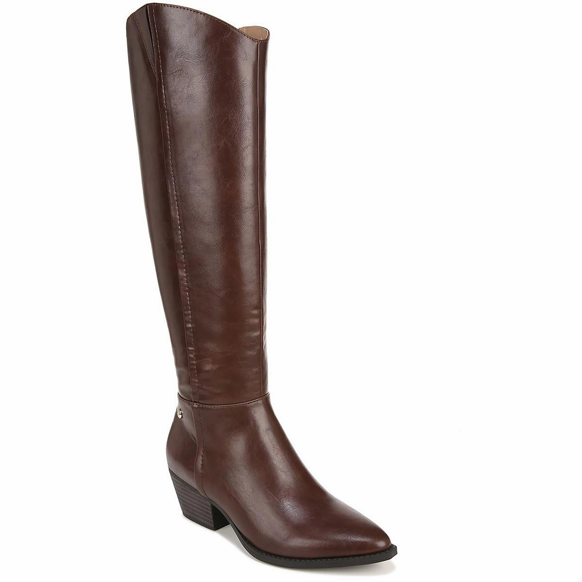 Reese Womens Faux Leather Block Heel Knee-High Boots Performance Wear Breathable mesh