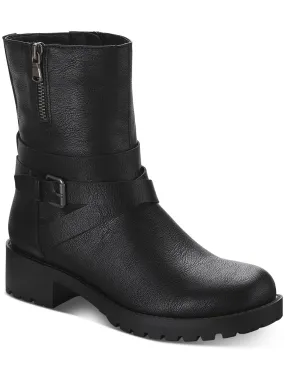 Stable Support Weather Resistant User Stellaa Womens Faux Leather Lugged Sole Motorcycle Boots