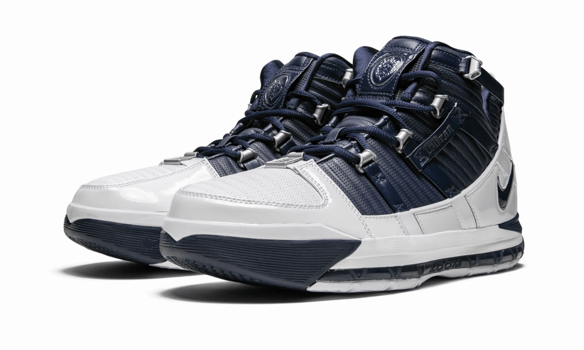 Zoom Lebron 3 QS "White/Navy" Molded Midsole Asymmetric Lacing Web