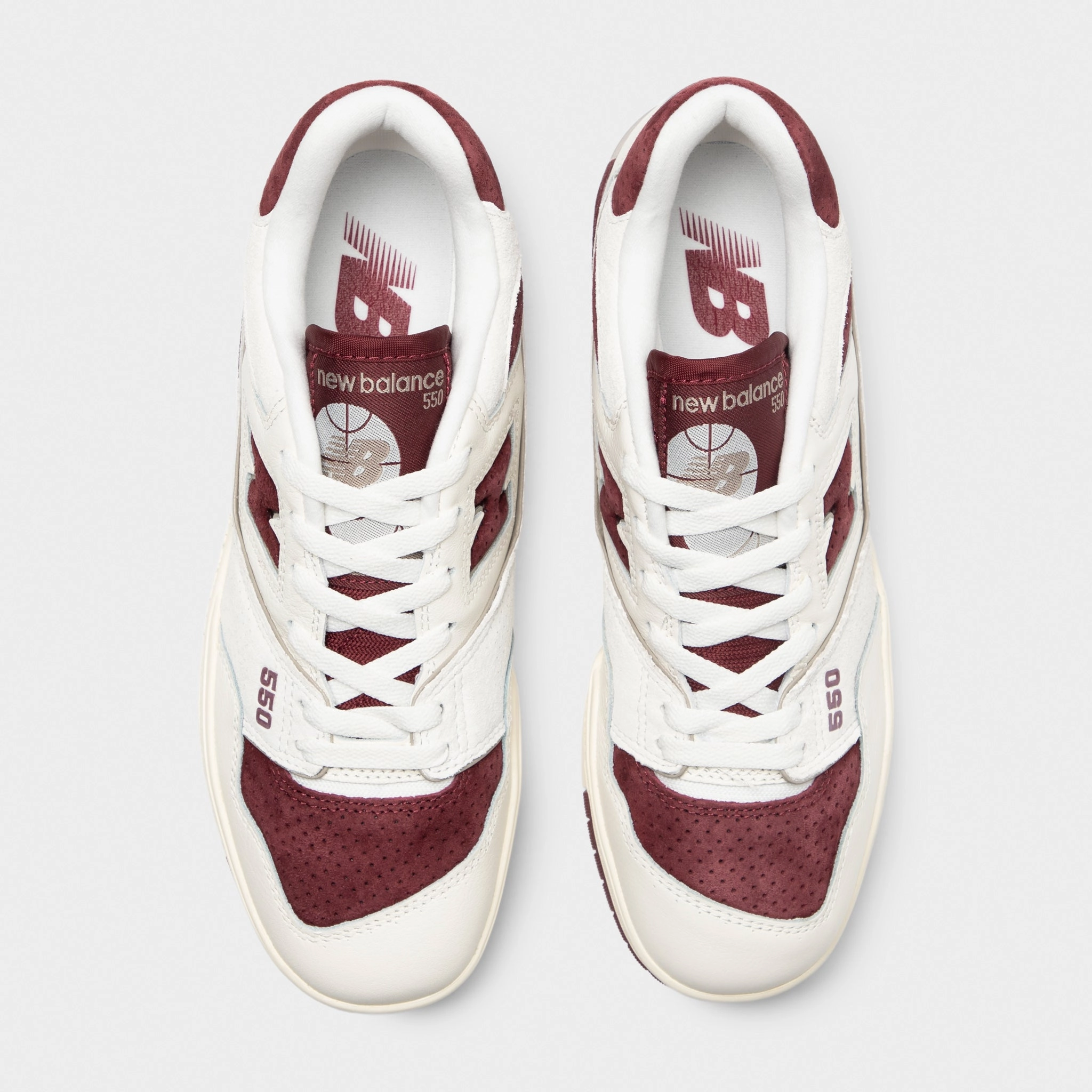 New Balance 550 Sea Salt / Classic Crimson Toe box space Energy Return System