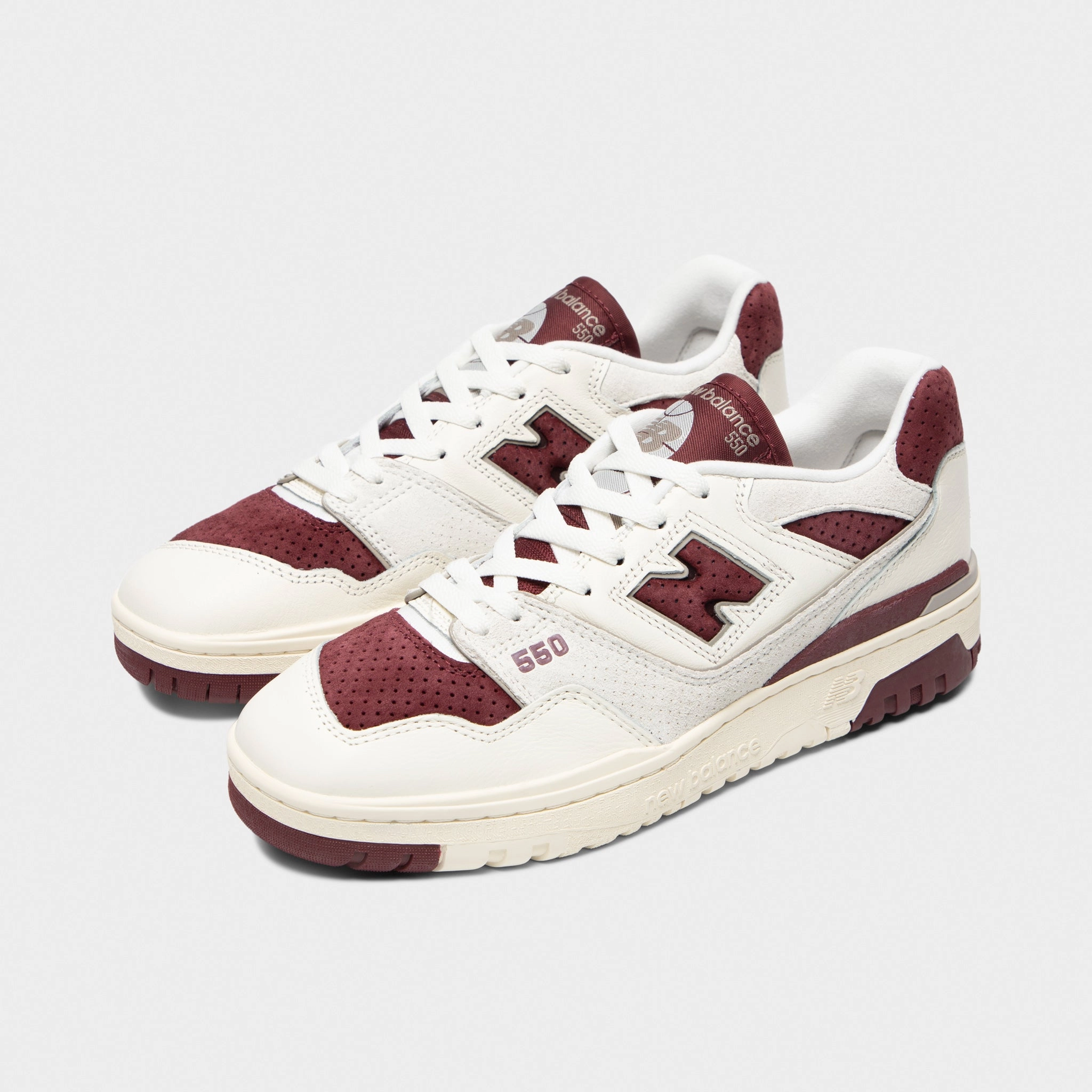 New Balance 550 Sea Salt / Classic Crimson Contoured Footbed