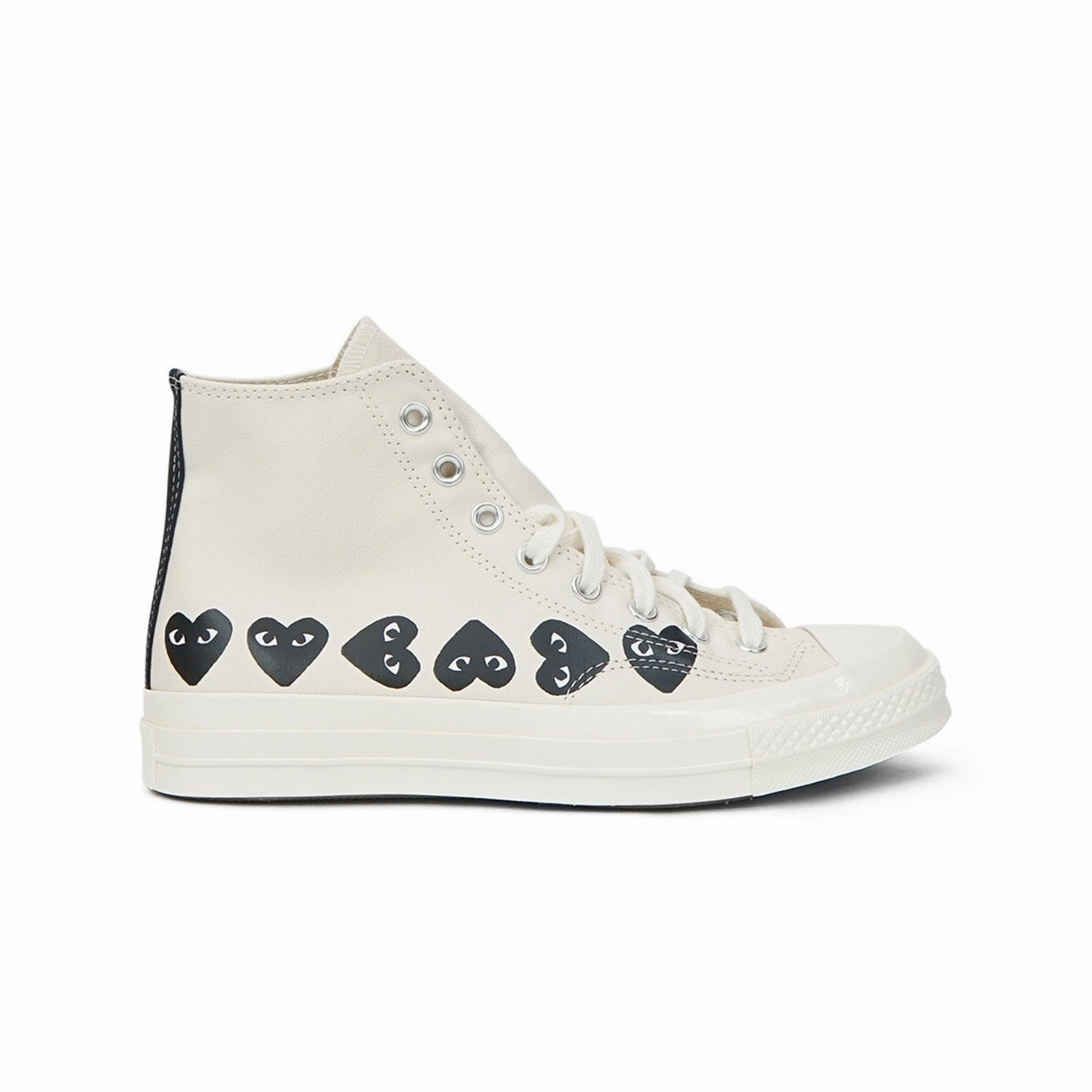 Ventilated Collar Design Converse x CDG PLAY Chuck Taylor All Star '70 Milk Multi Black Heart High Shoes AZ-K127-001-2