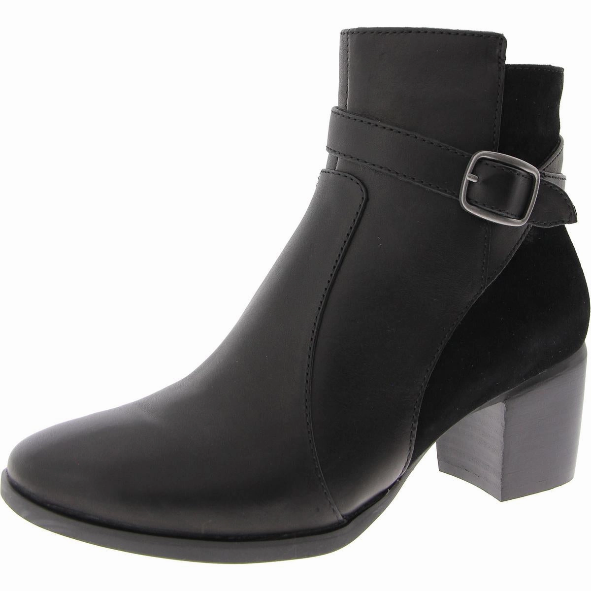Rebecca Womens Leather Buckle Ankle Boots Rough Trail