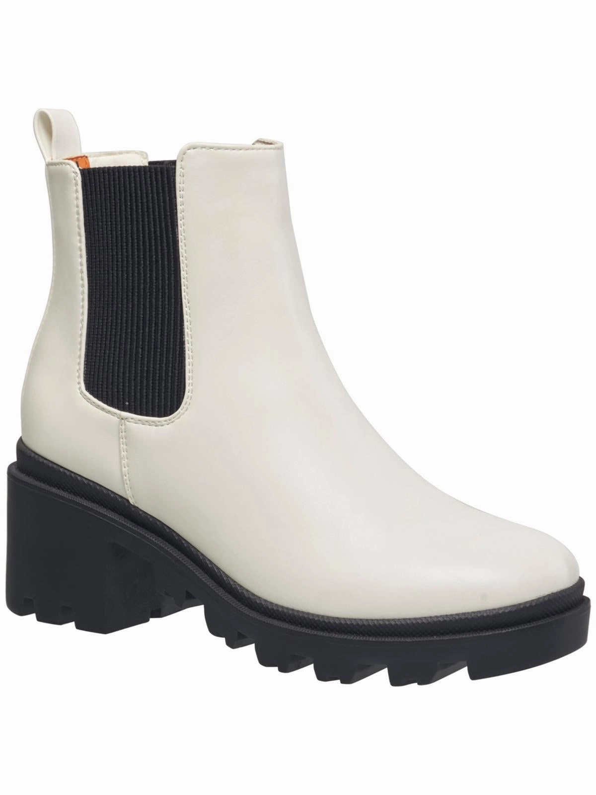 Womens Faux Leather Lugged Sole Chelsea Boots Outdoor Daily