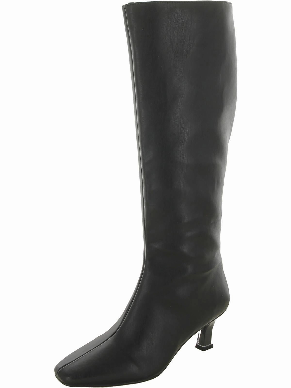 Minimalist Look ReinforcedHeel Womens Faux Leather Square Toe Knee-High Boots
