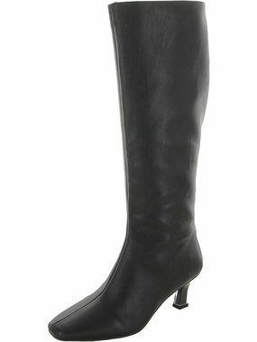 Minimalist Look ReinforcedHeel Womens Faux Leather Square Toe Knee-High Boots