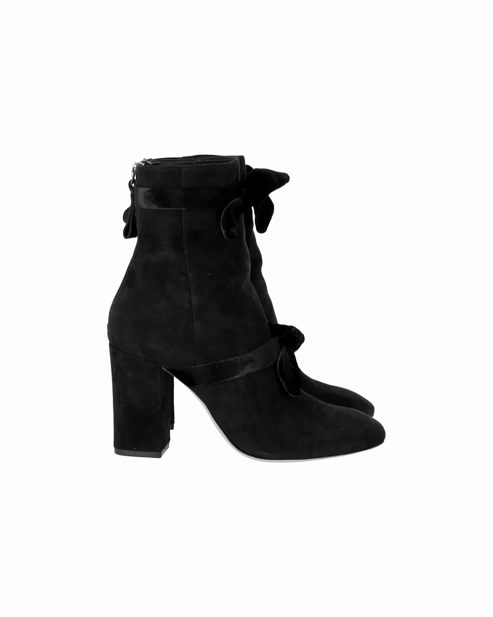Alexandre Birman Lorraine Bow-Tie Ankle Boots in Black Suede Stable Support Snow Trekker Cold Weather