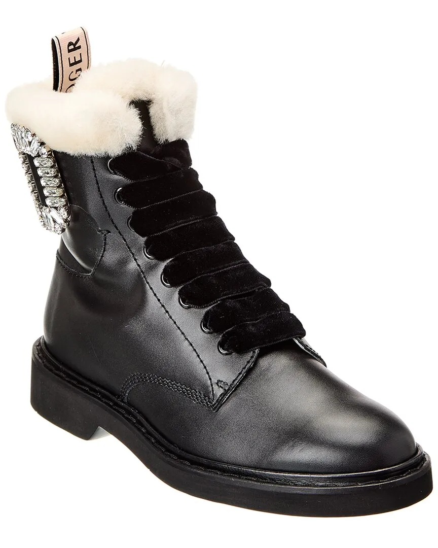 Waterproof Trail Runner Roger Vivier Logo Plaque Leather Bootie