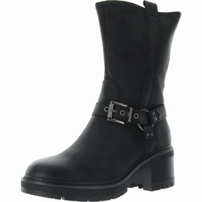 Stylish Look Comfortable Movement Womens Faux Fur Lined Man Made Motorcycle Boots