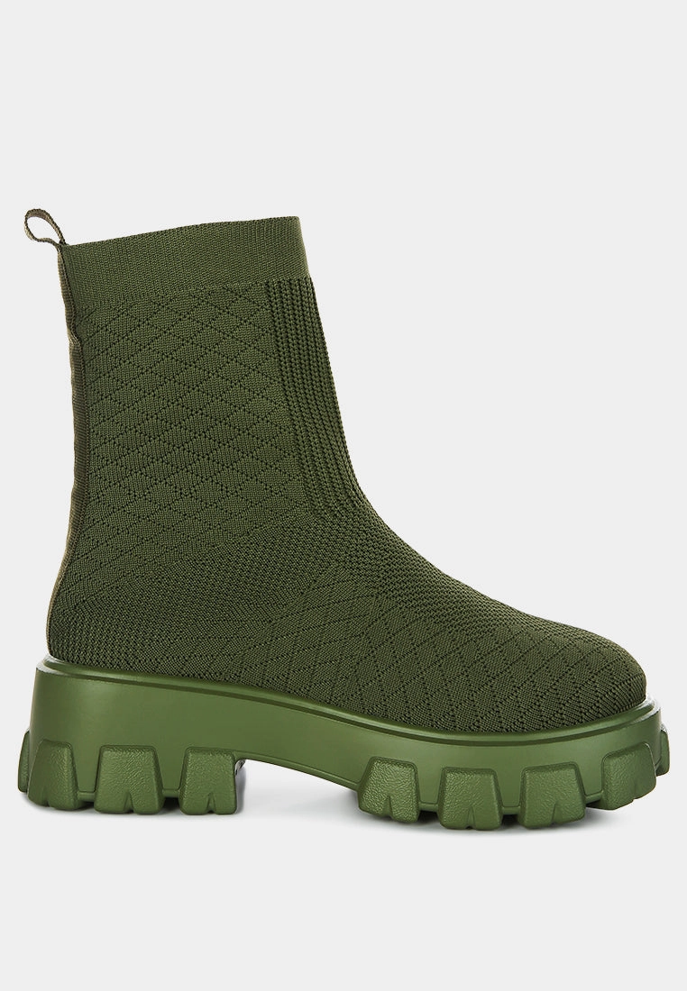 High Traction Weekend Wanderer Utility Style mallow stretch knit ankle boots