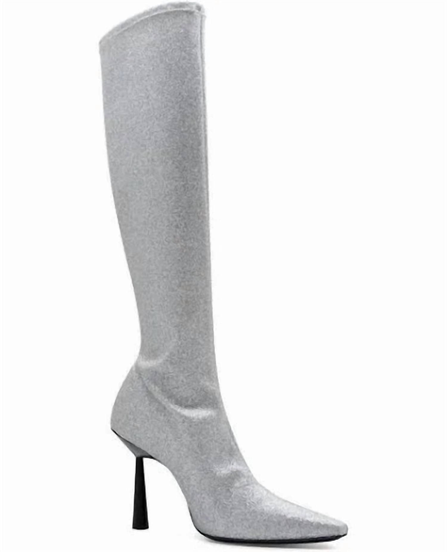 Soft Leather Rosie 8 Boots In Silver Glitter