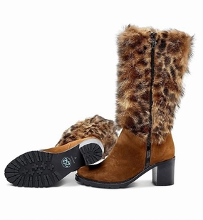 Rosina Heeled Boots In Leopard High Traction Rainy Days