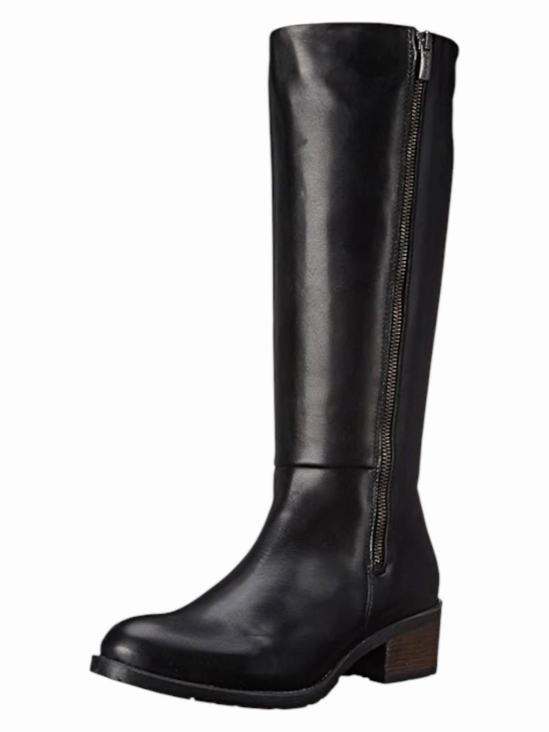 Good elasticity Women's Lauren Waterproof Tall Leather Boots In Black