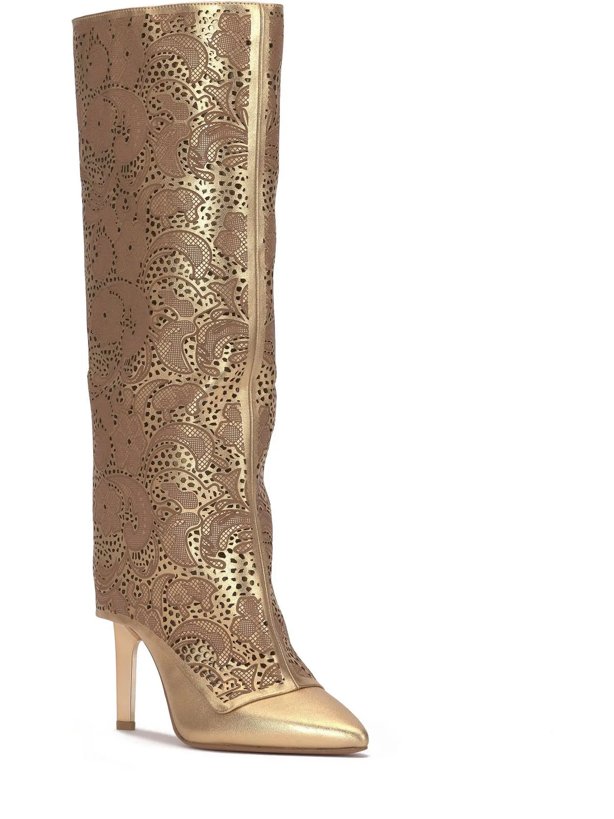 Brykia 2 Womens Faux Leather Pointed Toe Knee-High Boots Protective Finish Snow Trekker