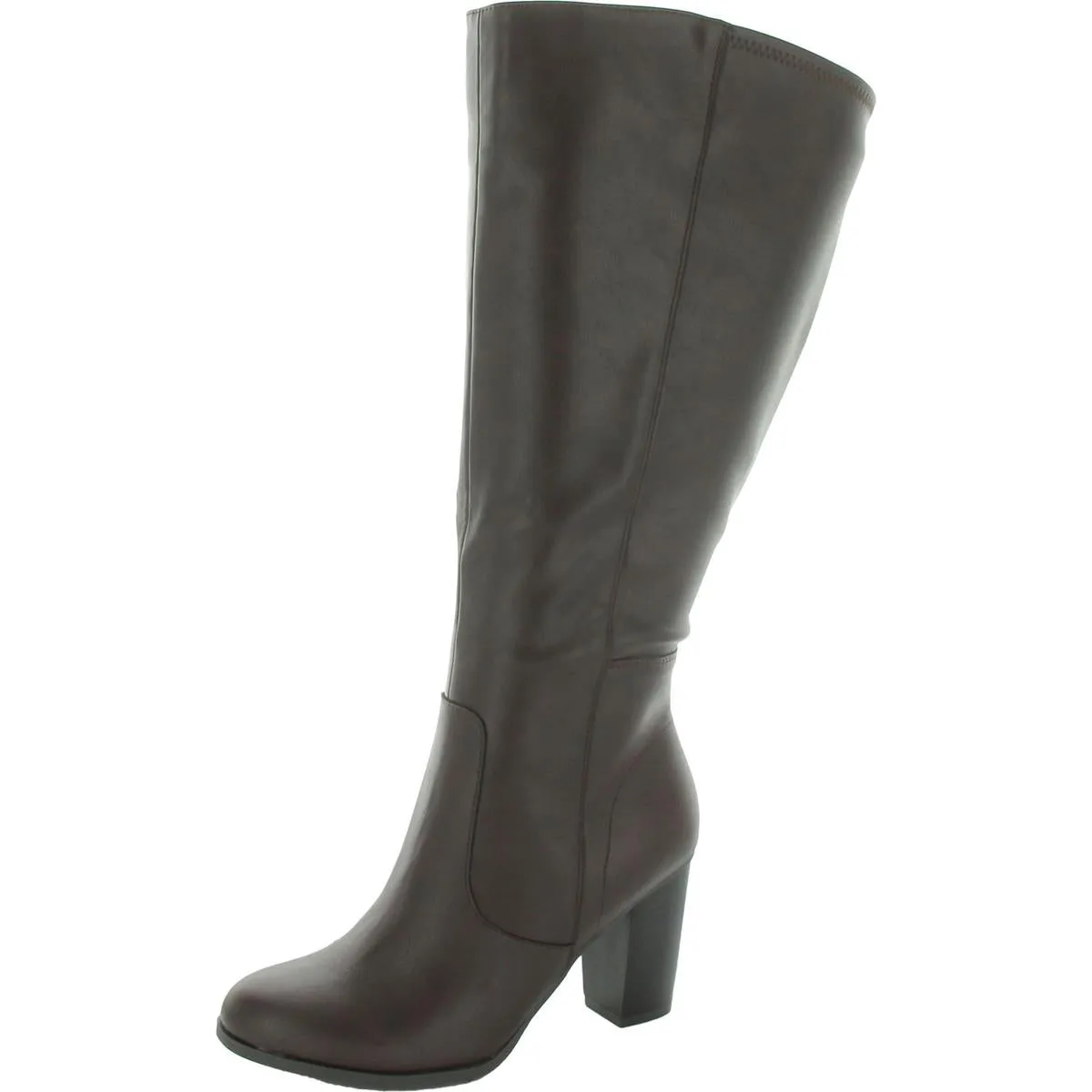 Addyyp  Womens Faux Leather Wide Calf Knee-High Boots Comfort Lining Comfort Seeker Leather Cool