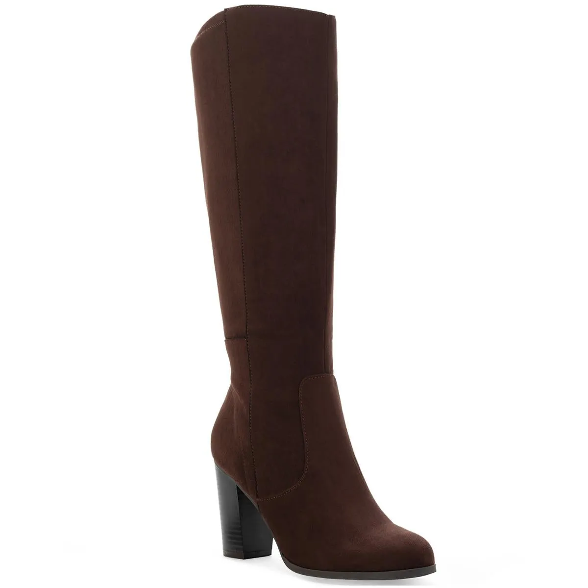 Addyyp  Womens Faux Leather Wide Calf Knee-High Boots Oil-Resistant Seamless Comfort Night Travel